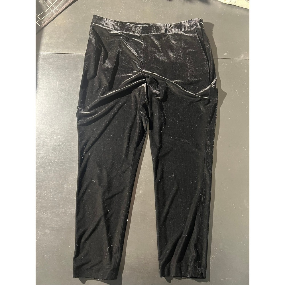 Alex Marie Black Velvet Tapered‎ Pants Womens 14 NWT Shimmer Stretch Trousers